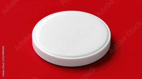 White round podium stage platform mockup on red background