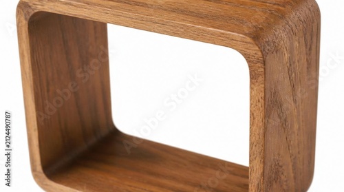 Wooden box frame with rounded corners isolated on a white background