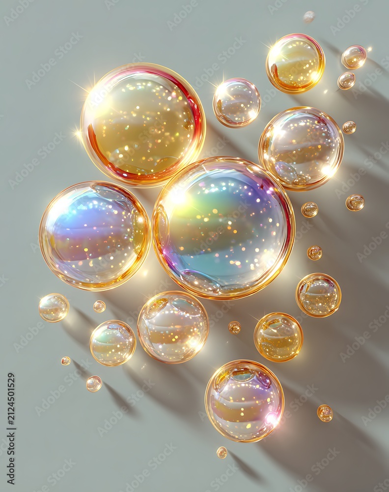Fototapeta premium Rainbow Glass Orbs on Soft Background - Abstract 3D Render