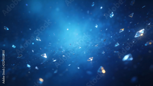Floating crystal shards in blue space