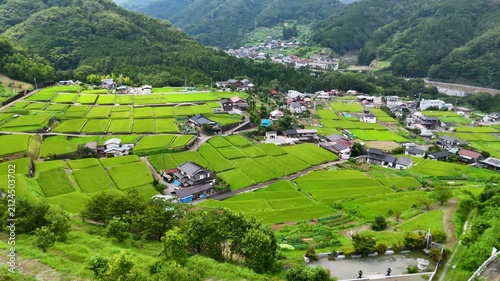 Scenic View of Traditional Japanese Rice Terraces