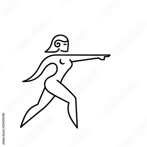 Woman in Warrior II Pose Line Art