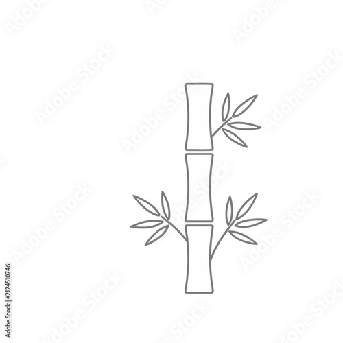 Bamboo stalk with leaves outline