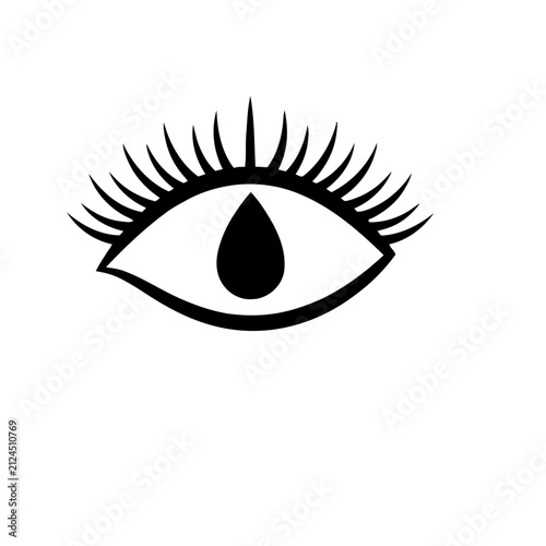 Black and white eye with a tear drop