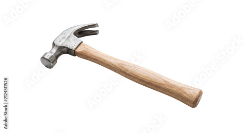 Canvas Print Classic metal claw hammer with wooden handle for carpentry