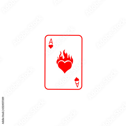Konstfotografi Bold red Ace of Hearts playing card icon, featuring a fiery heart design, symbol