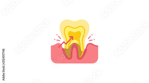 Foto Dental decay progression icon with inflamed gums
