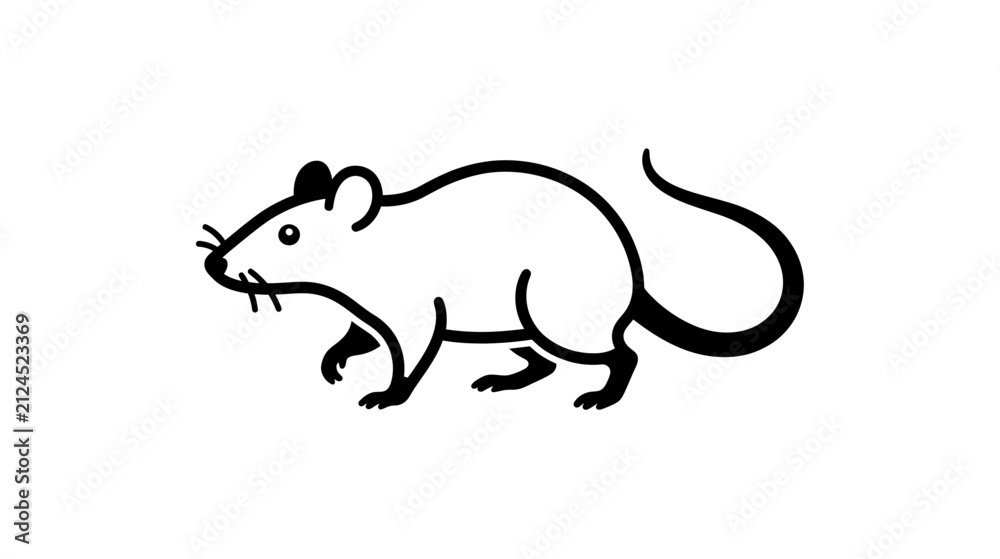 Fototapeta premium Simple line drawing of a mouse on a transparent background