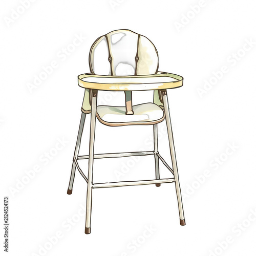 Illustration of a baby high chair isolated on black