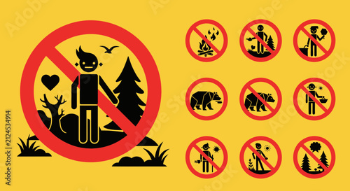 Forest Protection and Nature Conservation Prohibition Signs Set