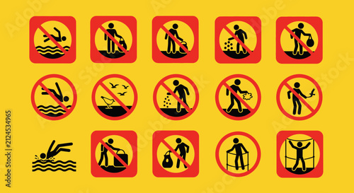 Collection of Prohibition Signs for Parks and Public Areas