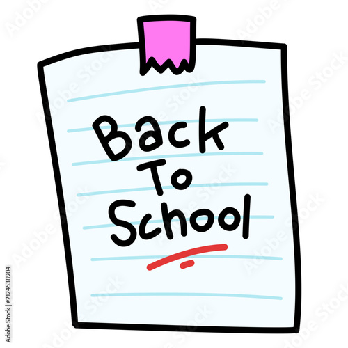 Back to School Note Paper with Hand Drawn Typography Vector Illustration