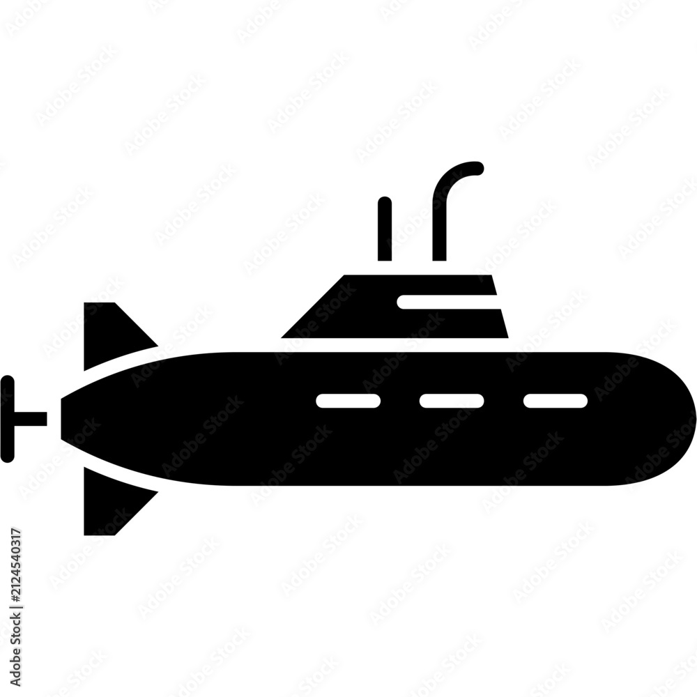 Obraz premium Glyph Solid Nuclear Submarine Icon