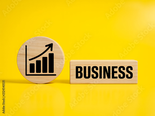 Business growth chart on wooden blocks