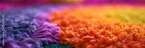 Closeup of a vibrant floral garland with pink, orange, and yellow dahlias and scattered flower petals, onam festival banner realistic banner
