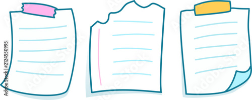 Hand Drawn Blank Paper and Scrap Note Template Vector Set