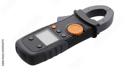 Bild auf Leinwand Black digital clamp meter with orange dial on white png isolated on transparent