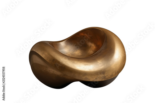 Smooth abstract bronze sculpture with folded curves