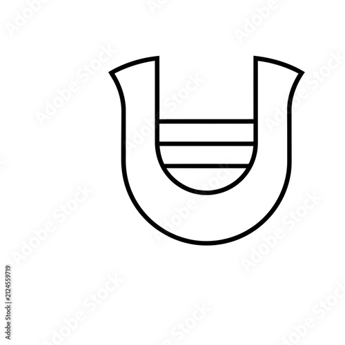 U-shaped symbol with horizontal lines