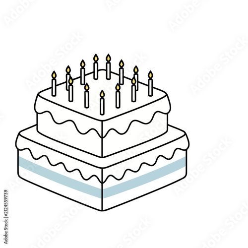Two-tier cake with lit candles