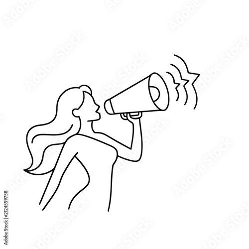 Woman speaking into a megaphone