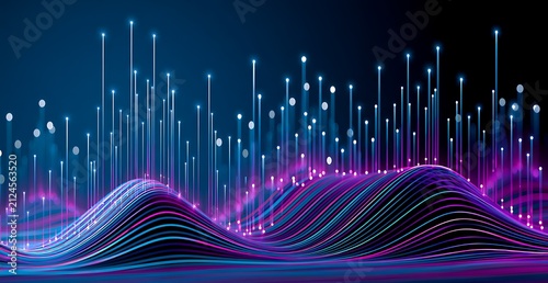 Abstract dot point connect with gradient line and aesthetic Intricate wave line design , internationalization social network or business big data connection technology concept