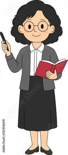 Female teacher cartoon illustration