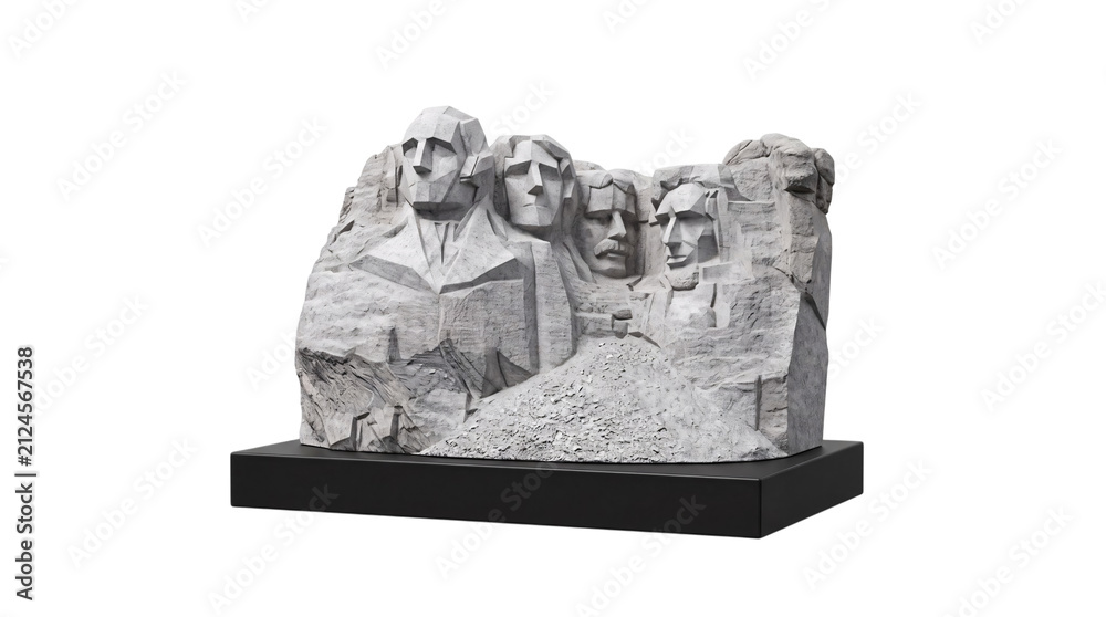 Fototapeta premium Mount rushmore national memorial sculpture on a black png isolated on transparent background