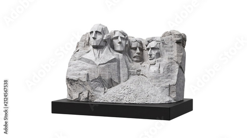 Fotografie Mount rushmore national memorial sculpture on a black png isolated on transparen