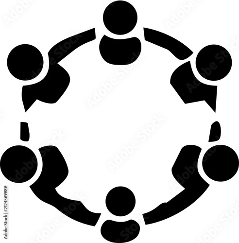 International peace day icon with stylized people holding hands in a circular formation for community unity concepts
