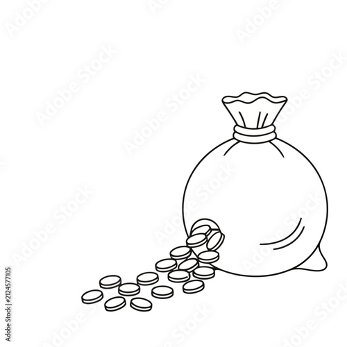 Bag of coins spilling out