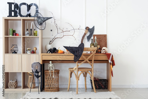 Light room with workplace a...