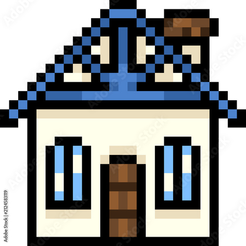 pixel art of cute house