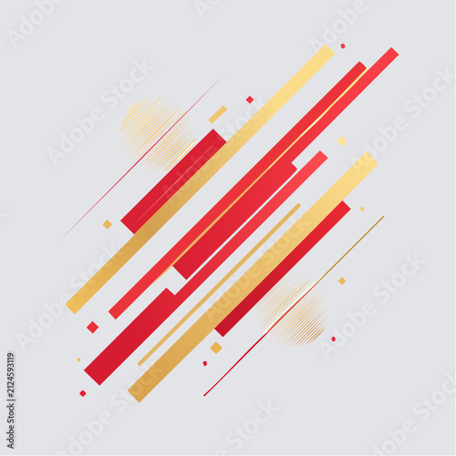 Abstract Geometric Pattern with Red and Gold Lines