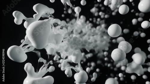 Abstract 3D White Liquid Fluid Splash Burst on Black Background