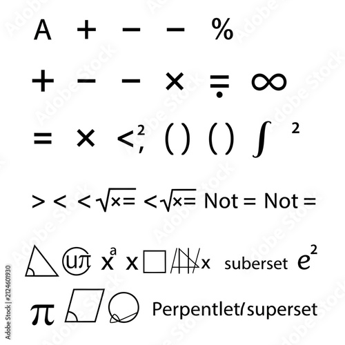 Mathematical Symbols and Formulas Isolated on Transparent Background