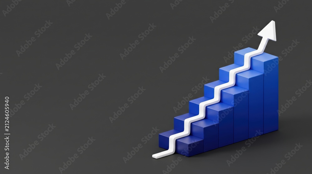 Obraz premium Business Growth Chart with Upward Arrow on Background