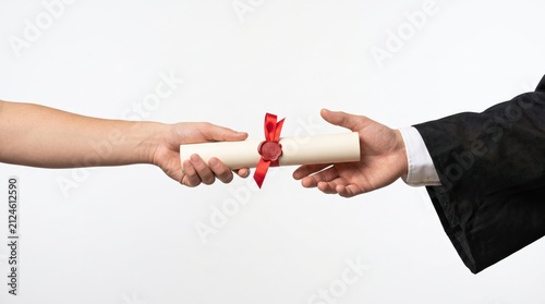 Diploma exchange moment close-up