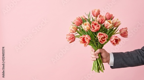 Man offering flower bouquet