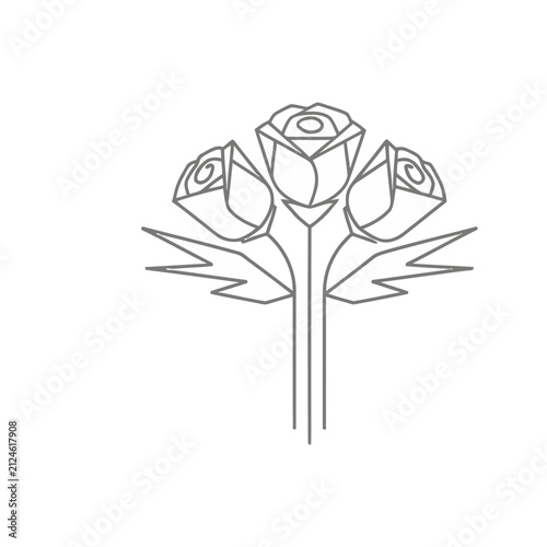 Three Roses Line Art