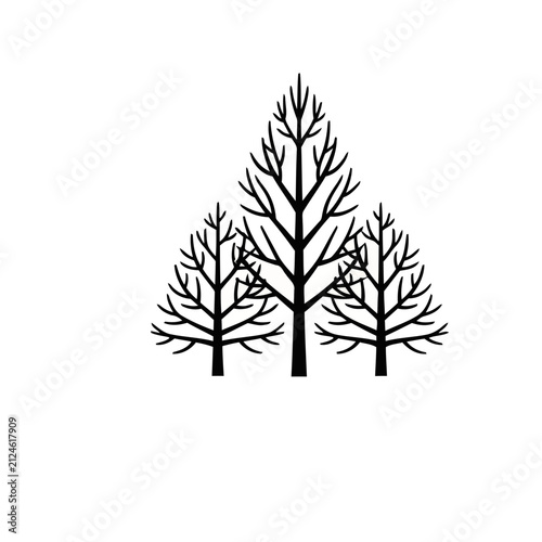 Three bare trees in silhouette