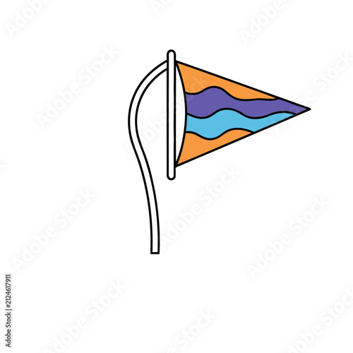 Triangular flag with wavy stripes