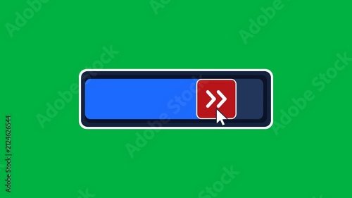 Crimson Slide to Confirm Button with Cursor Drag and Cobalt Fill on Green Screen Chroma Key 4K Textless Overlay
