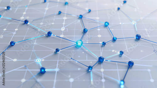 Minimal abstract technology background, blue glowing network connections,