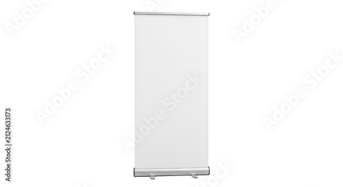Blank roll up banner stand for business advertising isolated on transparent background