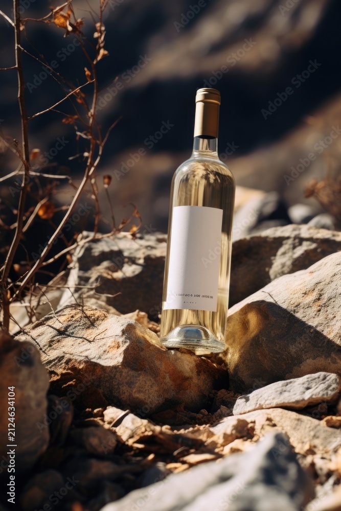 Naklejka premium Wine bottel packaging outdoors nature drink.