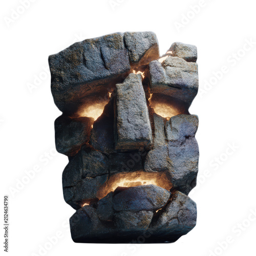 Glowing Fantasy Stone Golem Mask Isolated on White