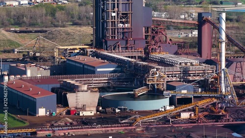 Industrial steel mill producing metal and iron