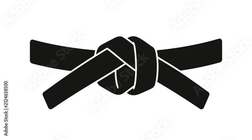 Black Belt Martial Arts Vector Icon Isolated on White Background for Karate Judo Taekwondo Aikido