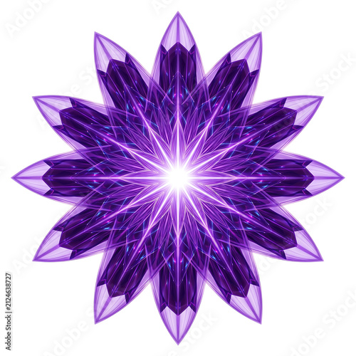 Purple star flower with sharp petals and bright center isolated